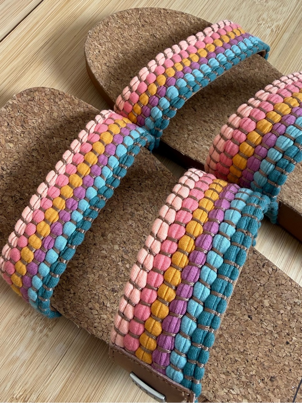 Reef Women’s Cork Slide Sandals Size 9 Colorful Woven Double Strap Comfort - Picture 8 of 9